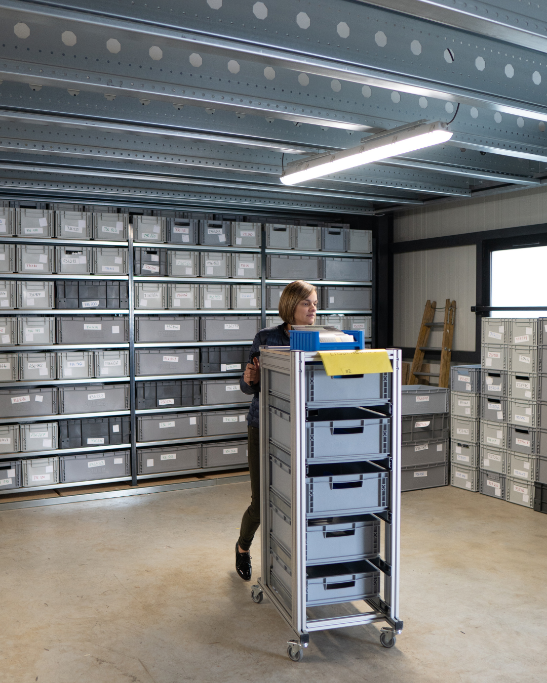 Stockage logistique organisé dans un entrepôt moderne avec rayonnages et gestion optimisée des stocks